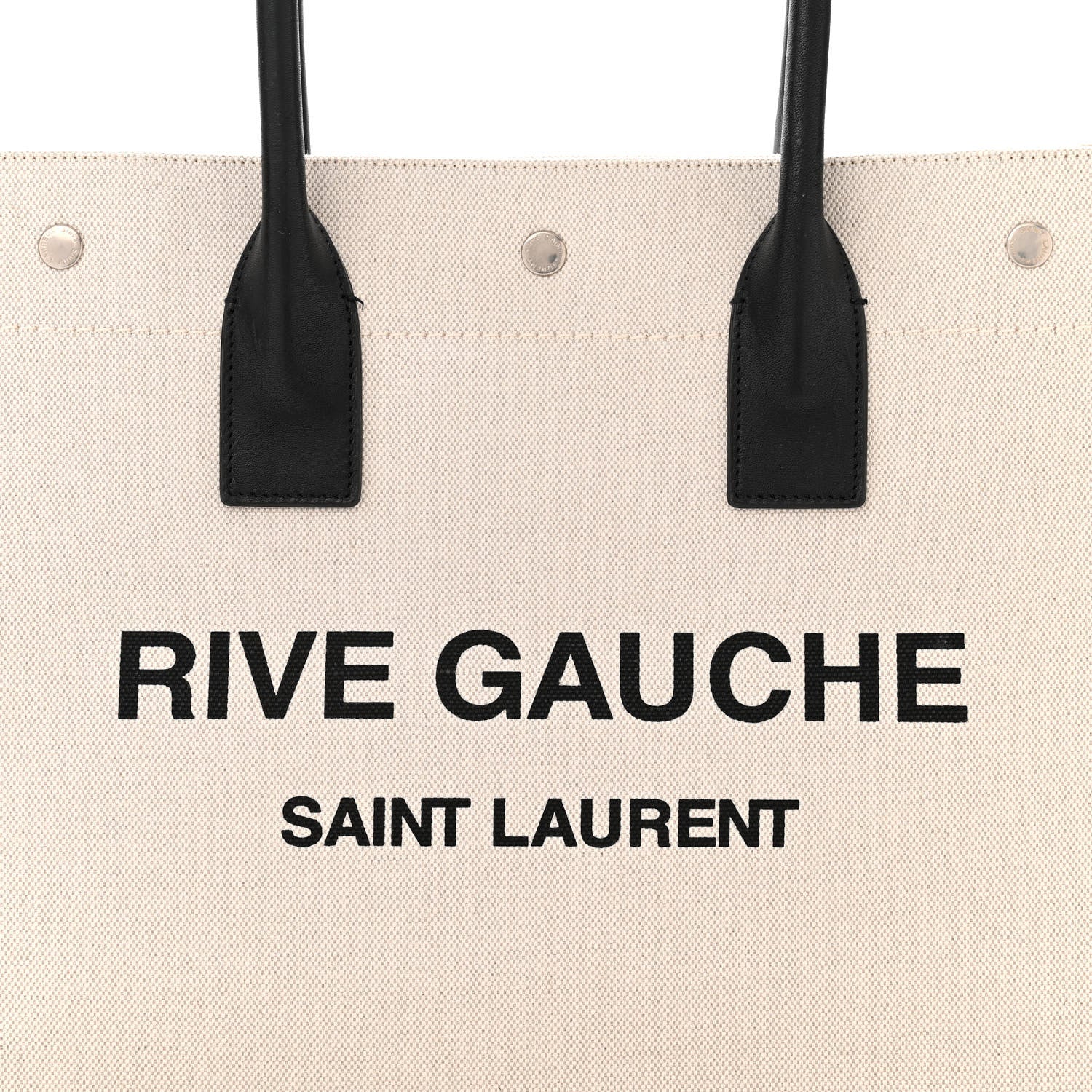 Saint Laurent SAINT LAURENT Linen Calfskin Small Rive Gauche Tote Greggio Natural 8 of 13