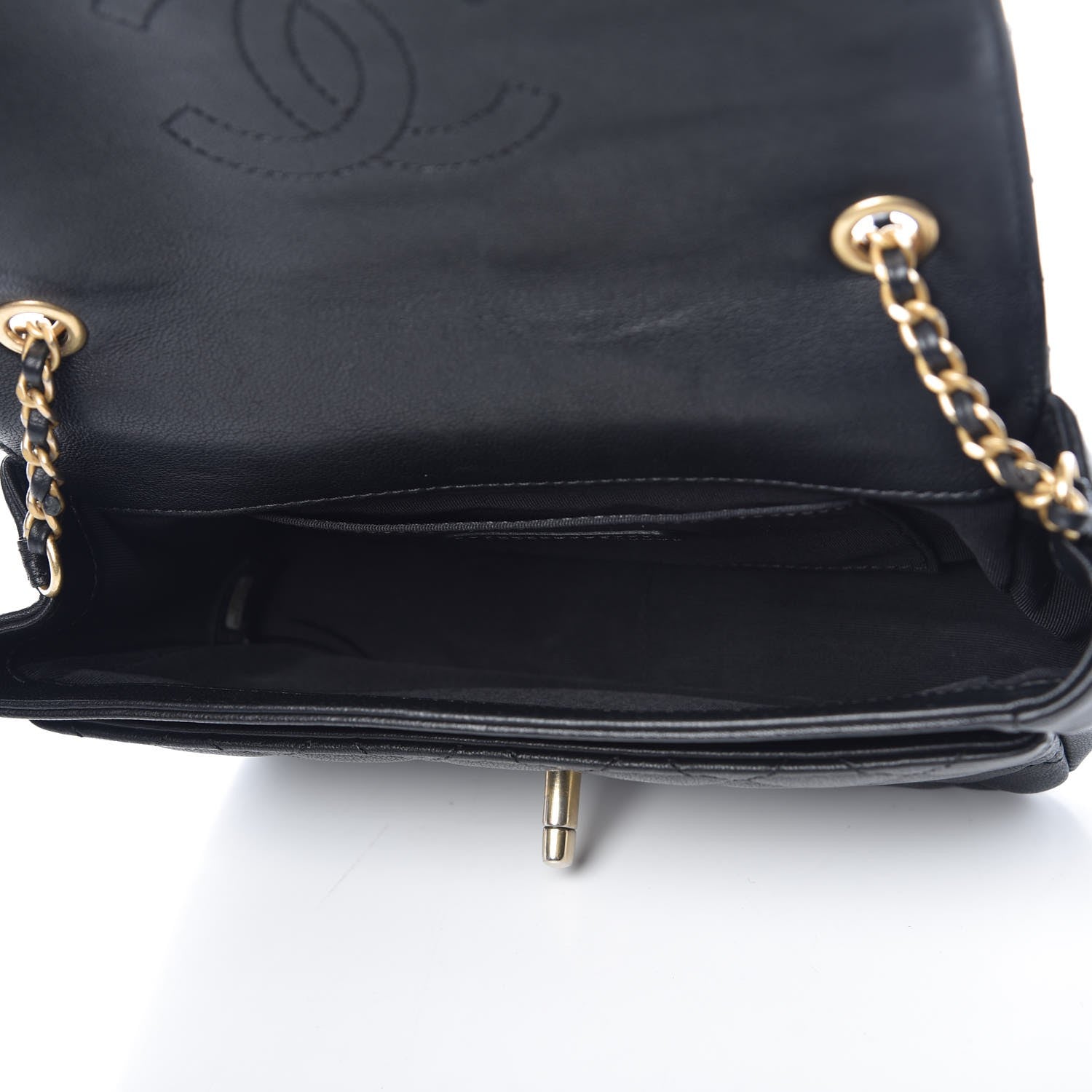 Chanel Sheepskin Quilted Camellia Flap Black 5 of 10