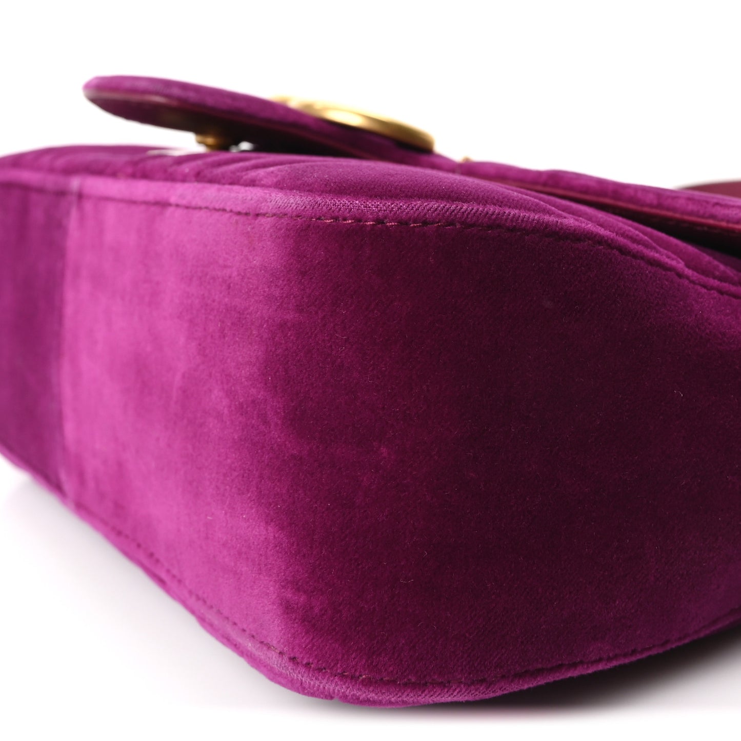 Velvet Matelasse Small GG Marmont Shoulder Bag Fuchsia Violet Cyclamen