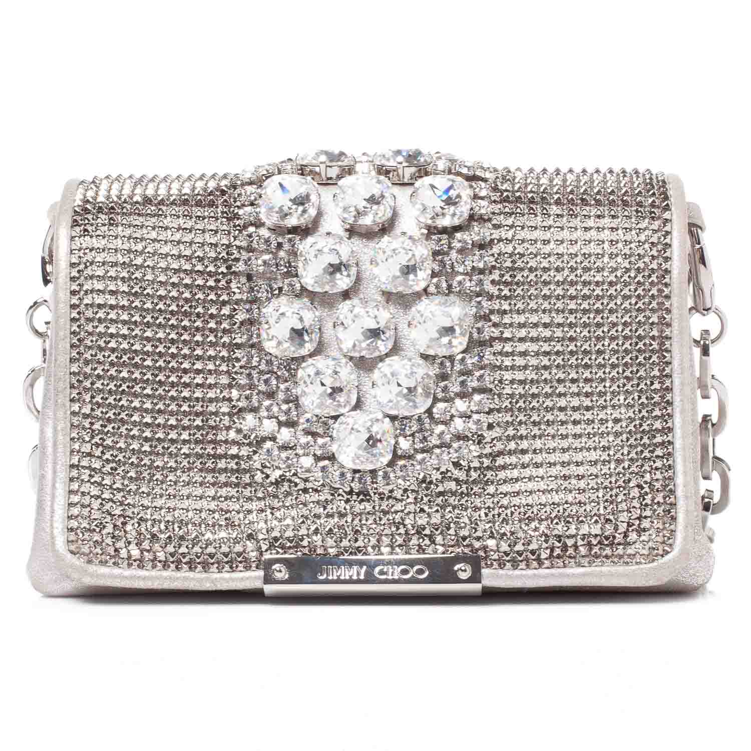 Jimmy Choo Crystal Embellished Mesh Cecile Clutch Bag 1 of 9