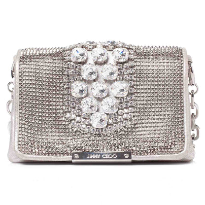 Jimmy Choo Crystal Embellished Mesh Cecile Clutch Bag 1 of 9