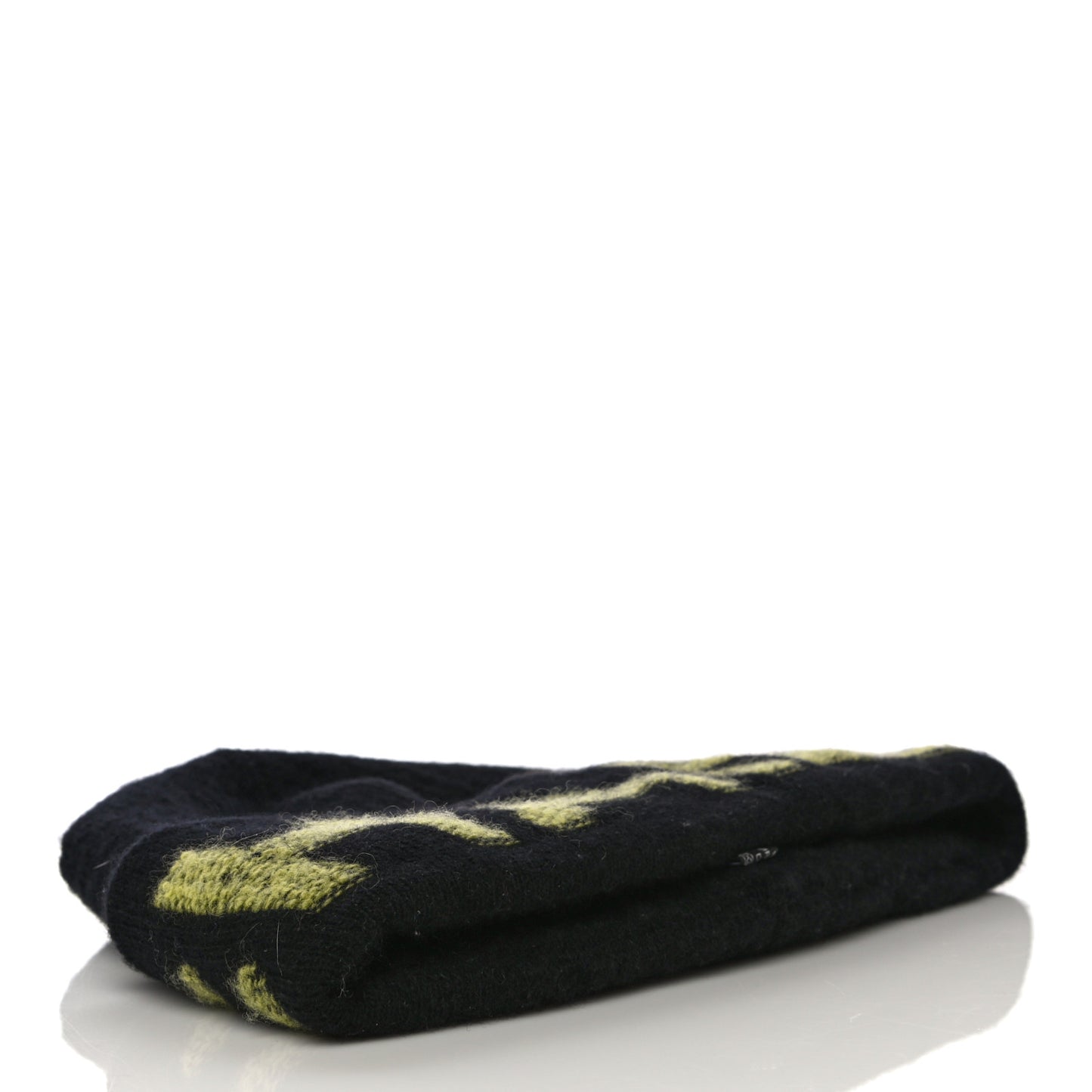 Wool Cashmere Logo Beanie Hat Black Yellow