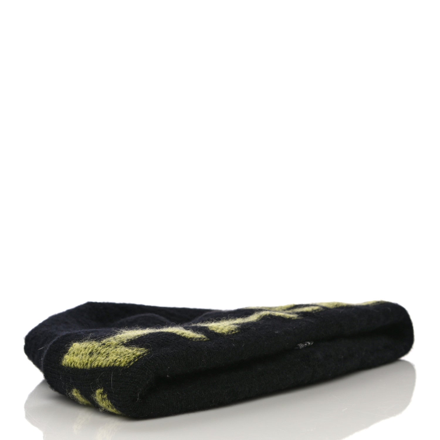 Chanel Wool Cashmere Logo Beanie Hat Black Yellow 3 of 8