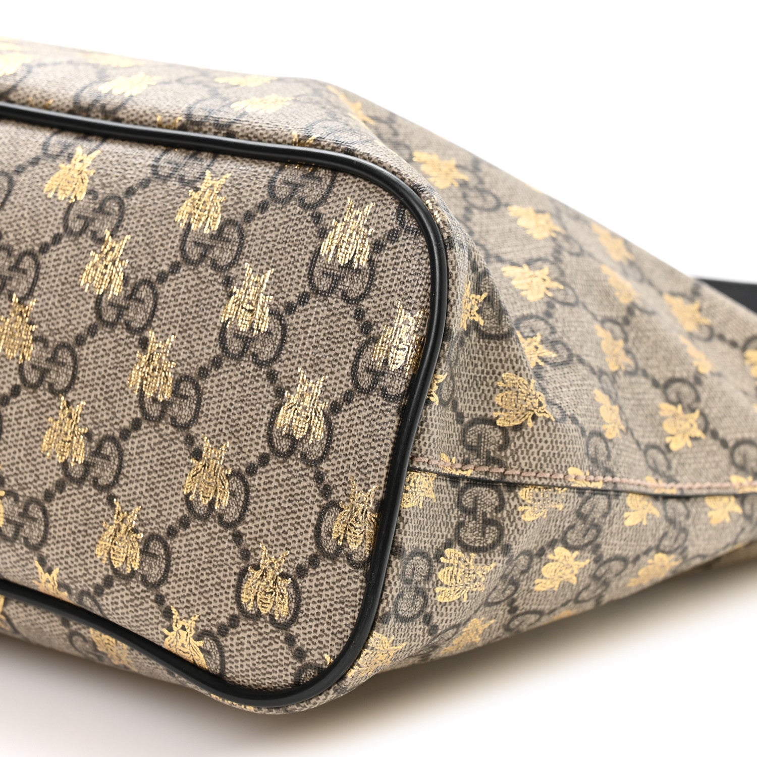 Gucci Soft GG Supreme Monogram Bees Small Crossbody Tote Beige Oro Black 10 of 10