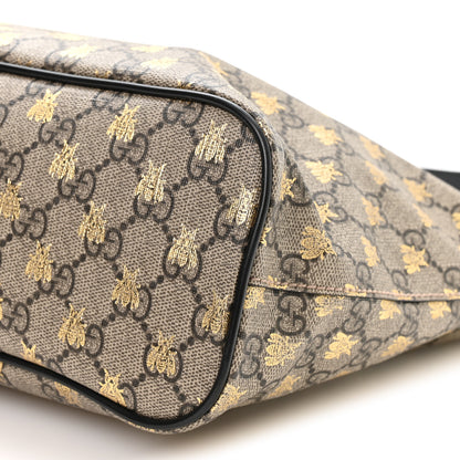 Gucci Soft GG Supreme Monogram Bees Small Crossbody Tote Beige Oro Black 10 of 10