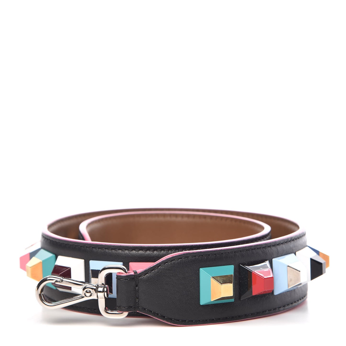 Vitello Dolce Plexiglass Bi-Color Studded Strap You Black Brownie Multicolor