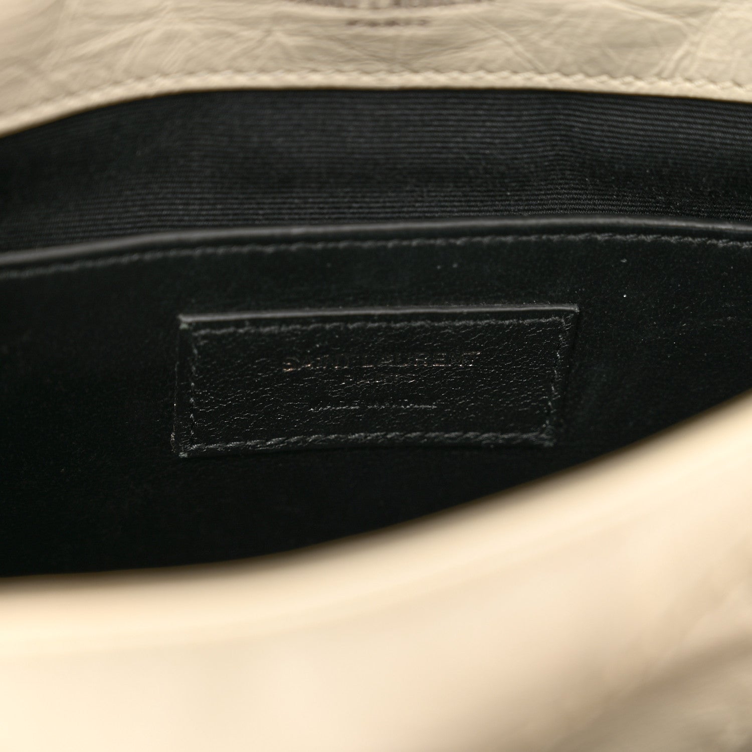 Saint Laurent Crinkled Calfskin Matelasse Monogram Baby Niki Chain Satchel Ivory 5 of 13