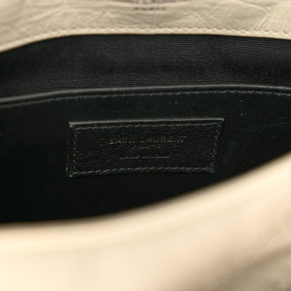 Saint Laurent Crinkled Calfskin Matelasse Monogram Baby Niki Chain Satchel Ivory 5 of 13