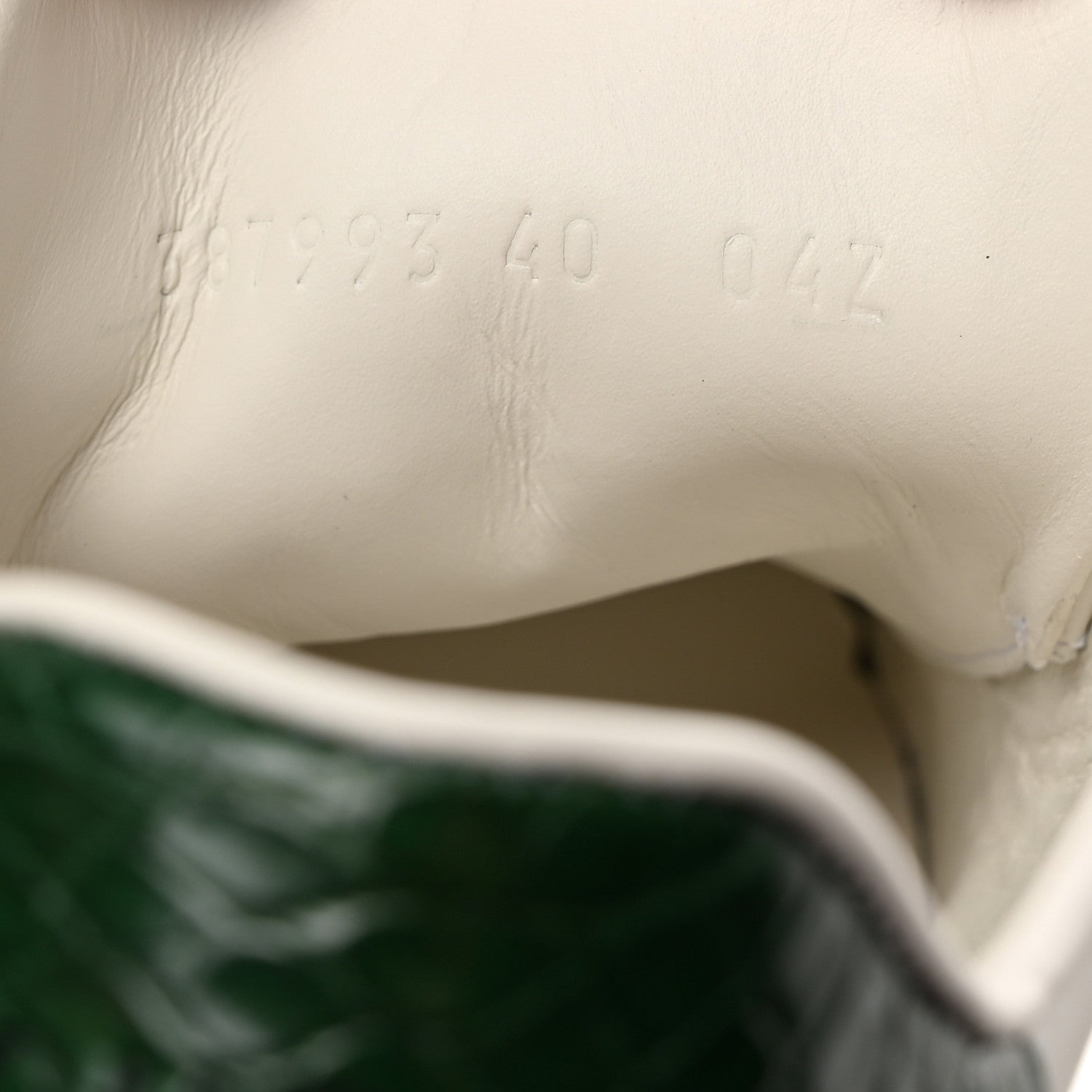 Gucci Calfskin Crocodile Web Womens Ace Sneakers 40 White Green 7 of 9
