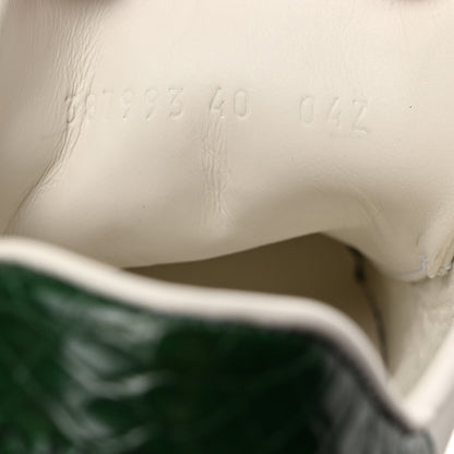Gucci Calfskin Crocodile Web Womens Ace Sneakers 40 White Green 7 of 9