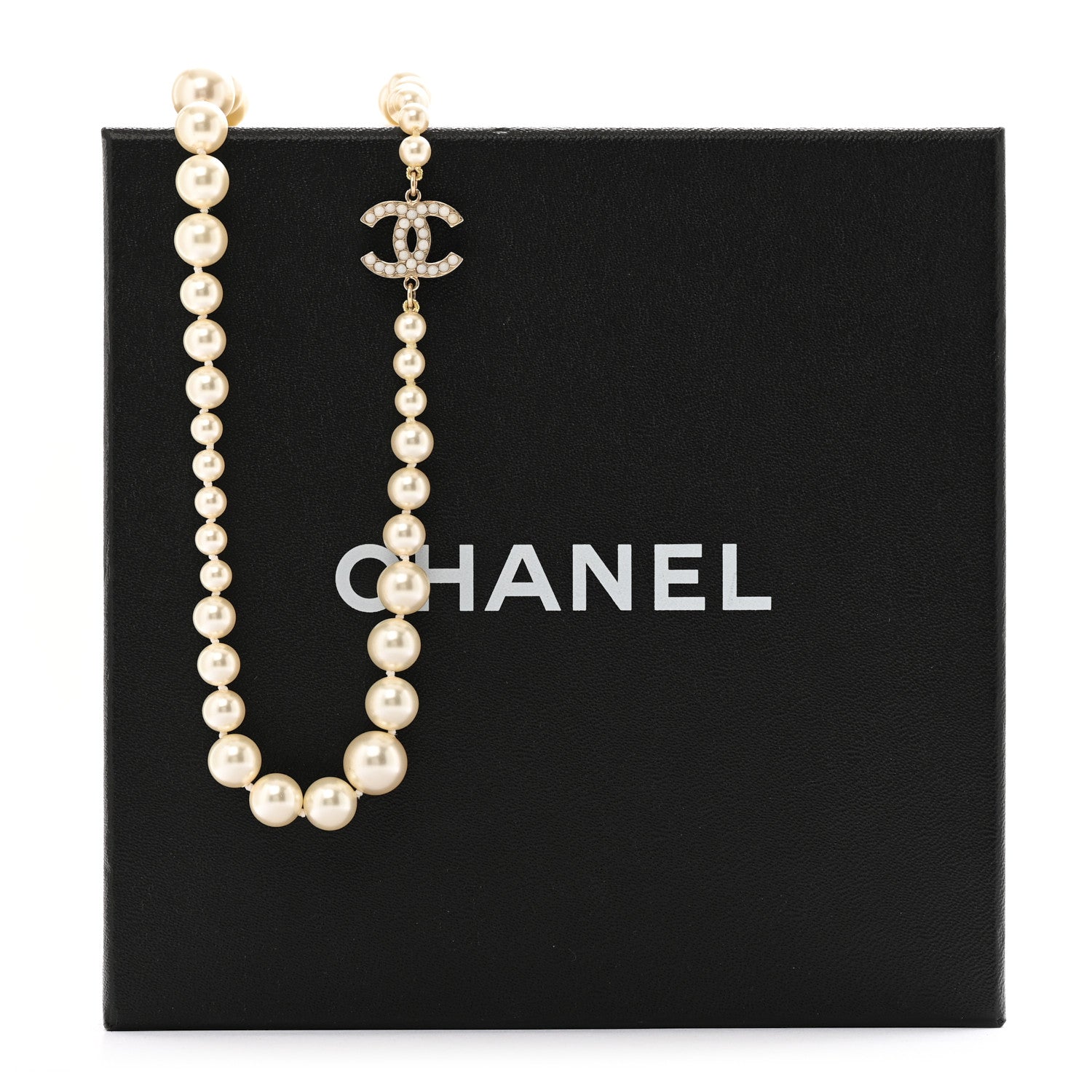 Chanel Graduated Pearl CC Long Necklace Light Gold 6 of 6