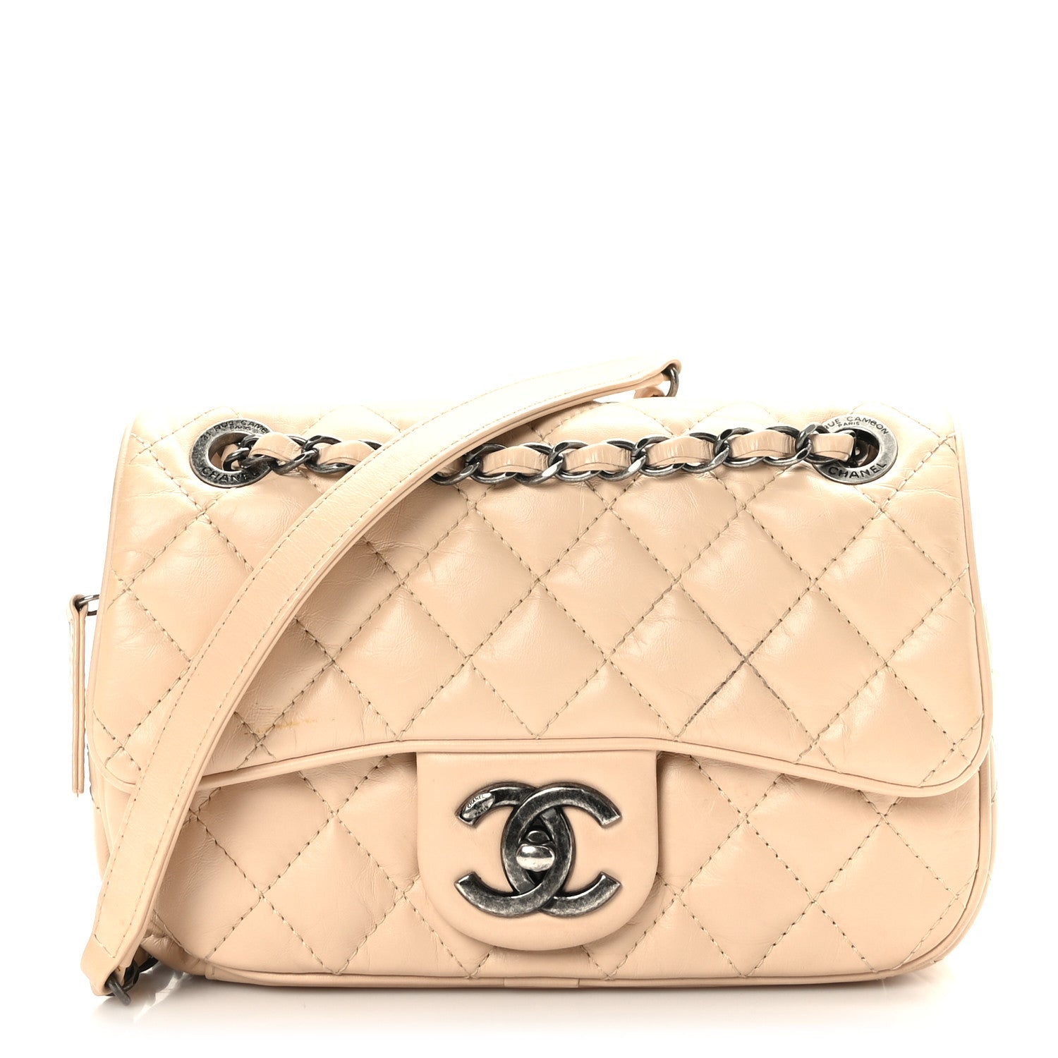 Chanel Aged Calfskin Quilted Small Easy Flap Beige 1 of 10