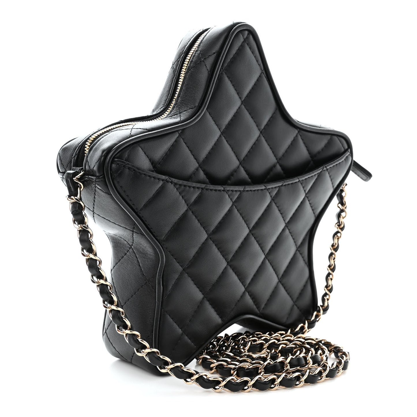 Lambskin Quilted Walk of Fame Star Bag Black