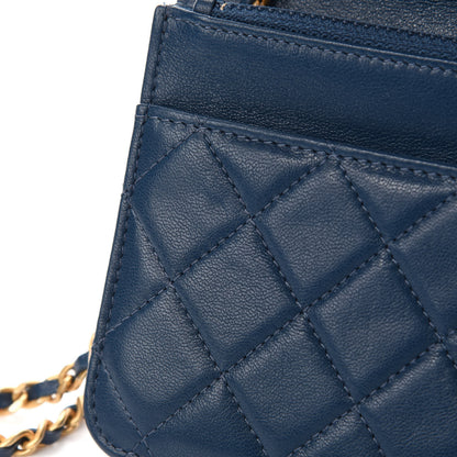 Chanel Lambskin Quilted Infinity Wallet On Chain WOC Blue 8 of 13