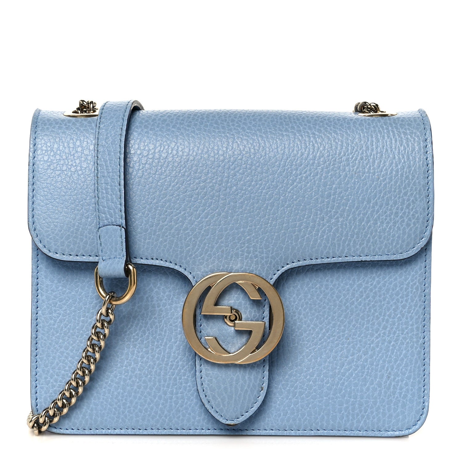 Gucci Dollar Calfskin Small Interlocking G Shoulder Bag Mineral Blue 1 of 11