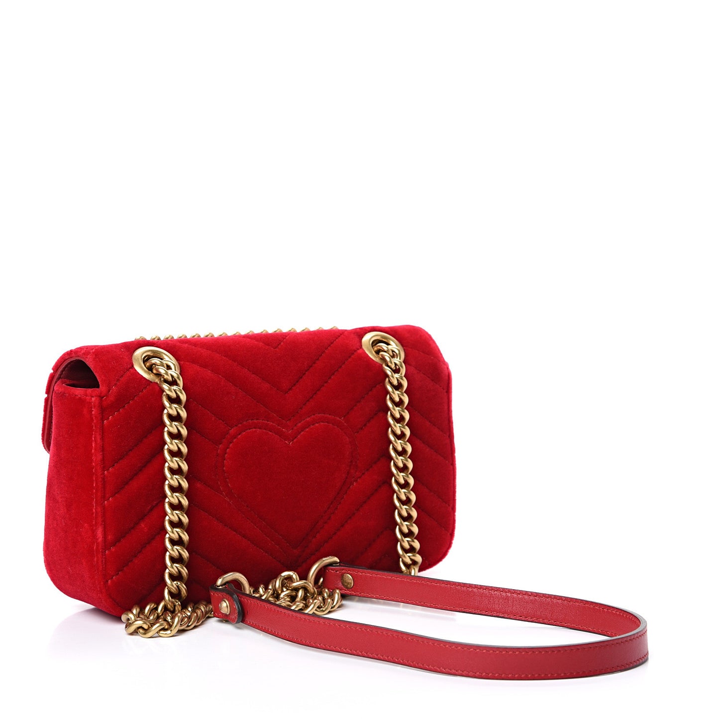 Velvet Matelasse Mini GG Marmont Shoulder Bag Hibiscus Red