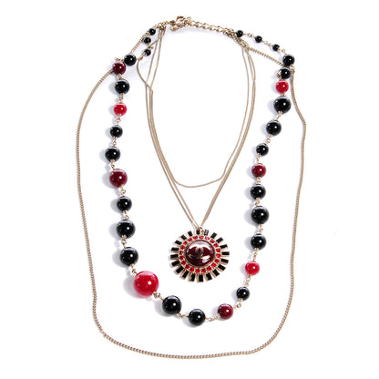 Chanel Beaded CC Pendant Strand Necklace Gold Multicolor 4 of 5