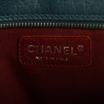 Chanel Aged Calfskin Quilted Cotton Club Reporter Blue 6 of 7