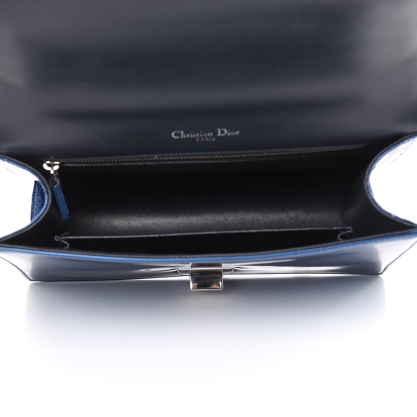 Metallic Patent Micro-Cannage Medium Diorama Flap Bag Blue