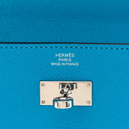 Hermes Chevre Mysore Kelly Wallet To Go Bleu Frida 6 of 10
