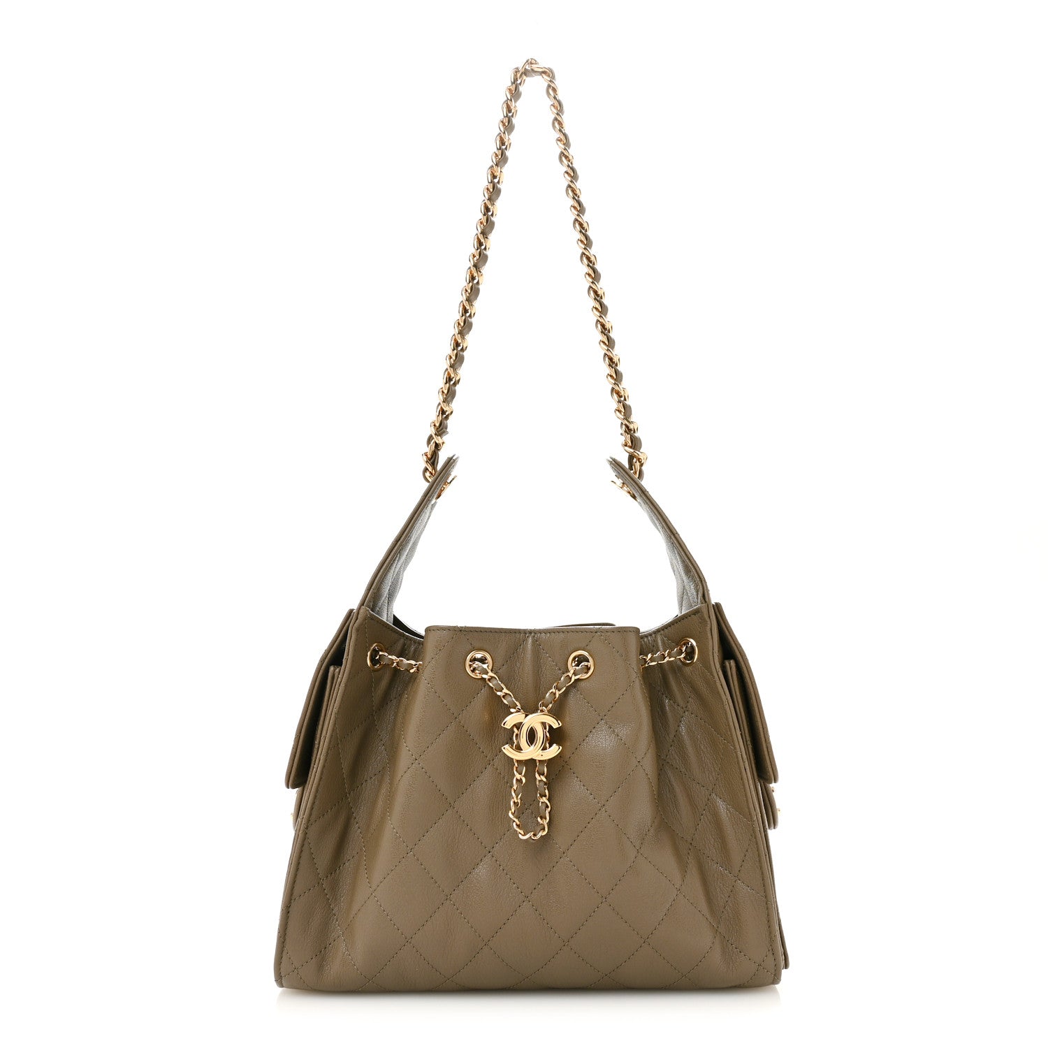 Chanel Goatskin Quilted Small Chanel 25 Handbag Dark Khaki 1 of 11