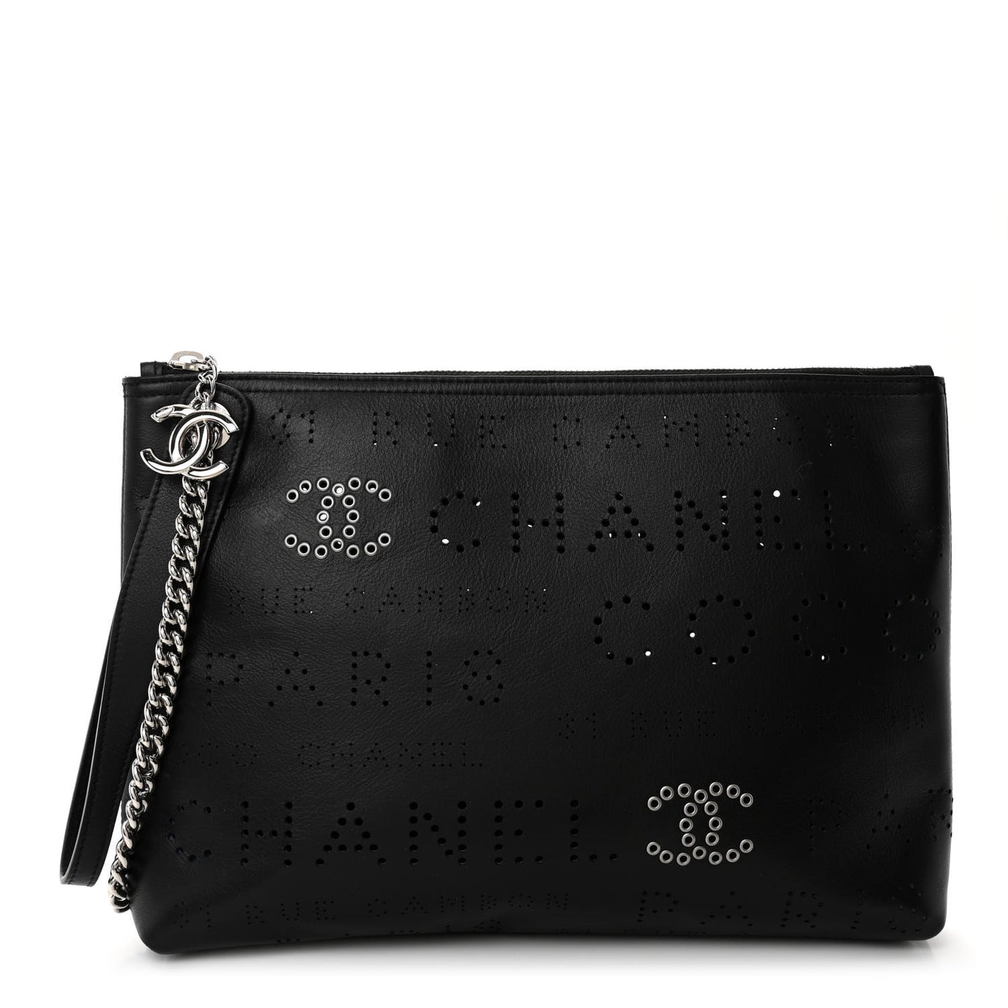 Calfskin Eyelets Clutch Black