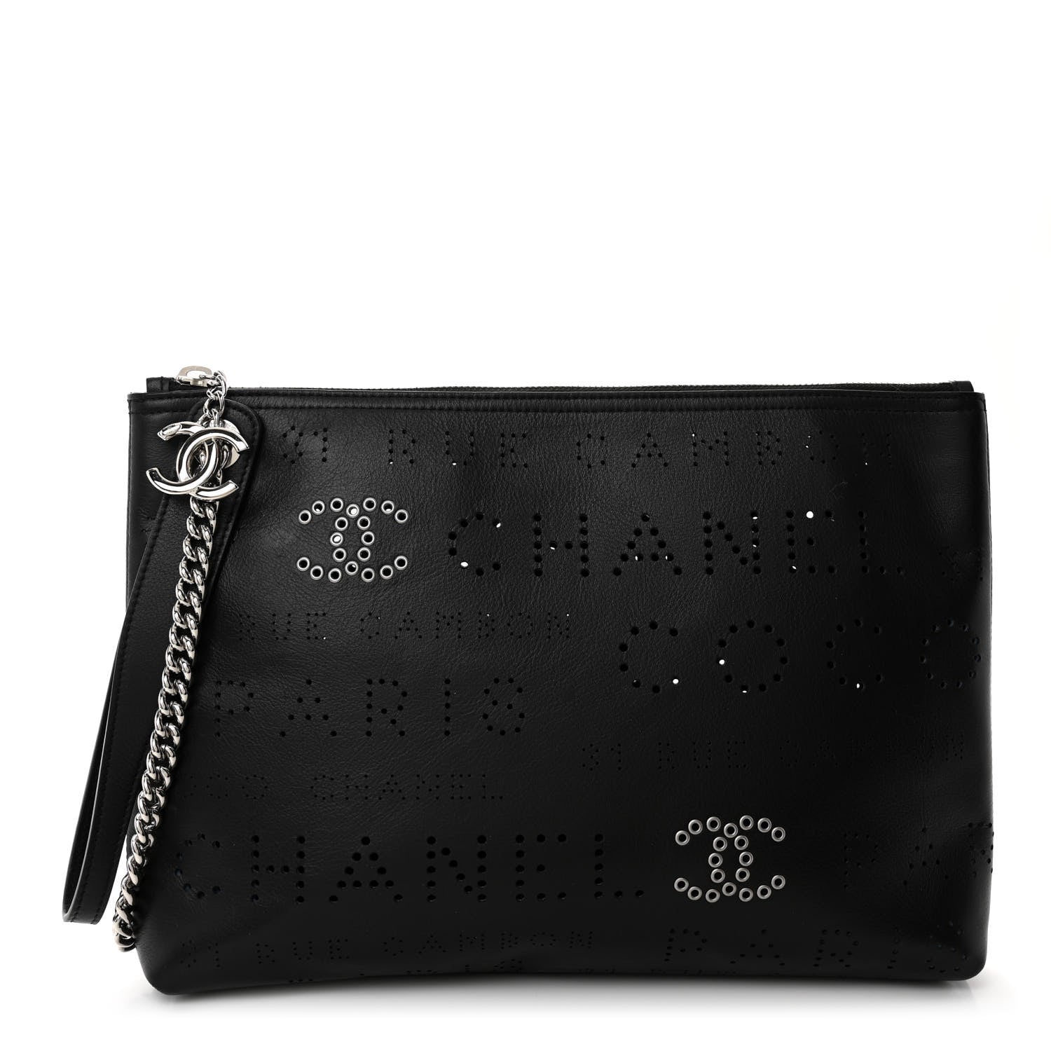 Chanel Calfskin Eyelets Clutch Black 1 of 10
