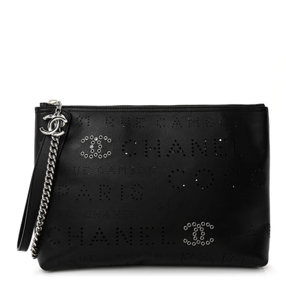 Chanel Calfskin Eyelets Clutch Black 1 of 10