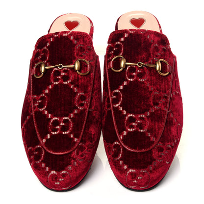 Gucci Velvet GG Monogram Womens Princetown Slippers 39.5 Red Cipria 6 of 10