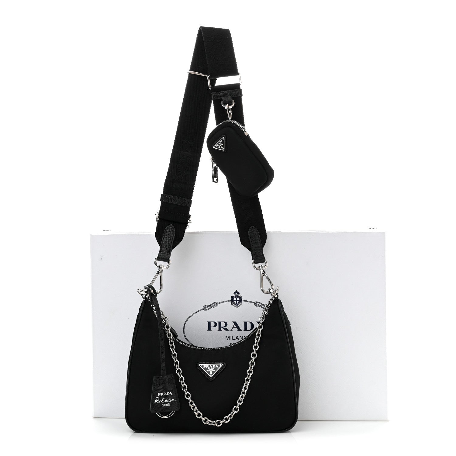 Prada Nylon Re-Edition 2005 Shoulder Bag Black Black 12 of 12