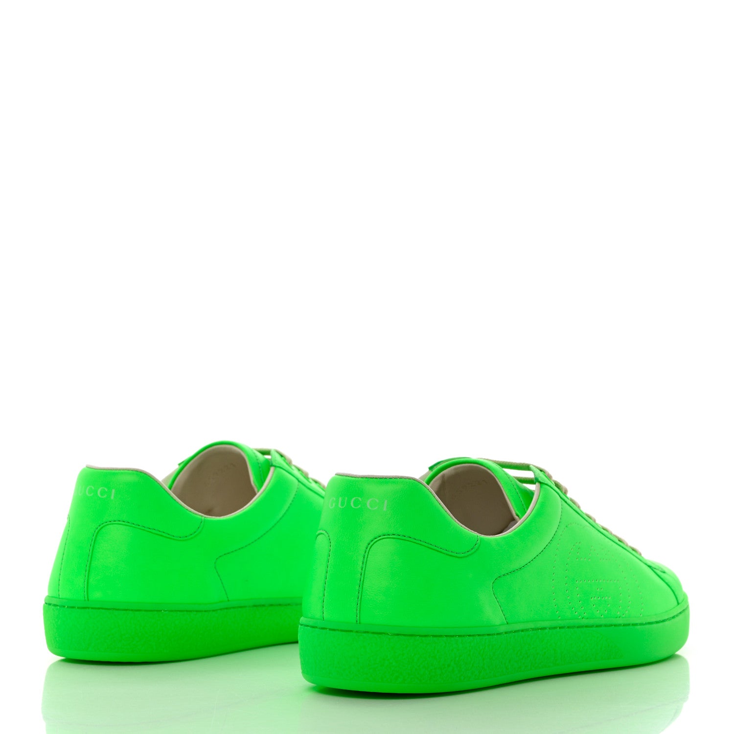Gucci Capri Fluo Calfskin Interlocking G Perforated Mens Ace Sneakers 9 Green Fluo 4 of 9