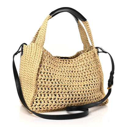 Stella McCartney Braided Raffia Eco Alter Napa Perforated Logo Crossbody Bag Natural 3 of 8