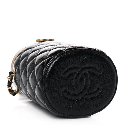 Chanel Distressed Patent Quilted Crown Box Bag Black 3 of 11