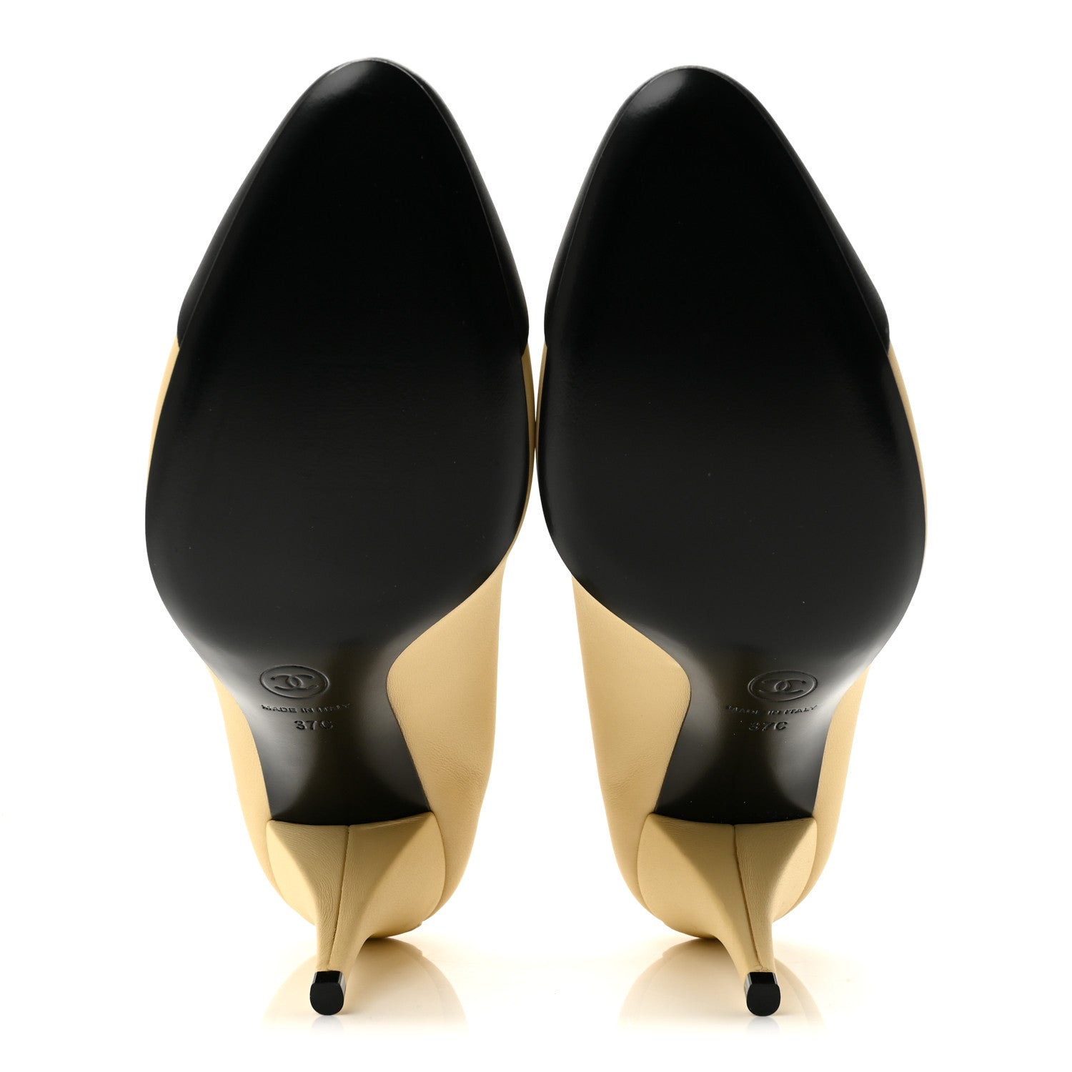 Chanel Lambskin Pumps 37 Light Beige Black 6 of 10