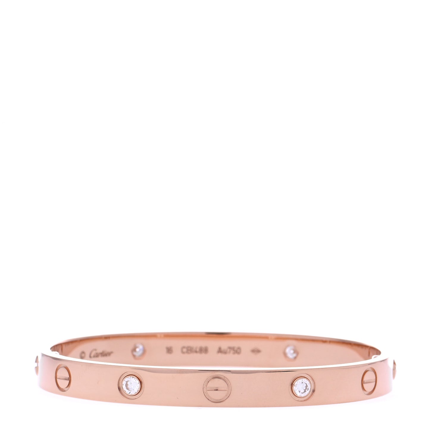 18K Pink Gold 4 Diamond LOVE Bracelet 16