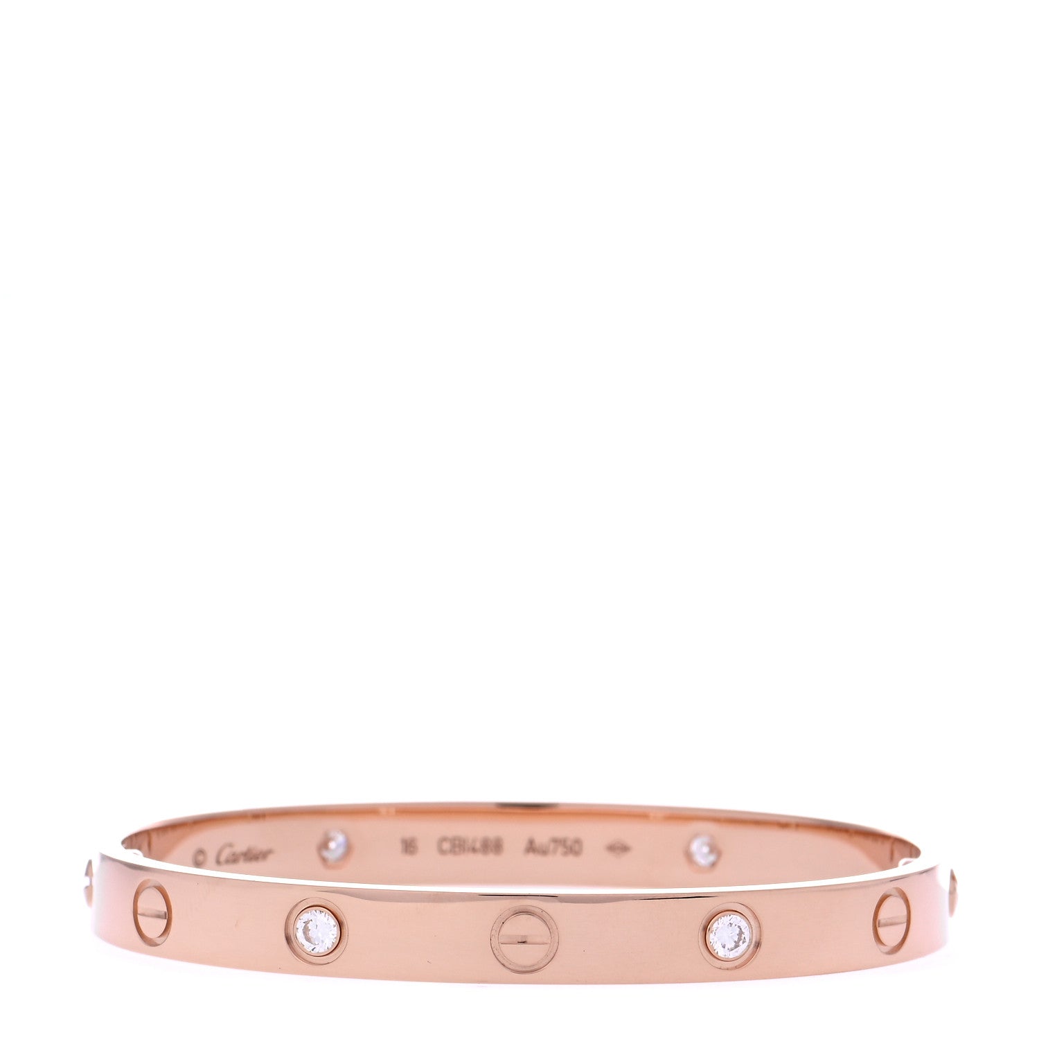 Cartier 18K Pink Gold 4 Diamond LOVE Bracelet 16 1 of 7