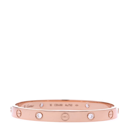 Cartier 18K Pink Gold 4 Diamond LOVE Bracelet 16 1 of 7