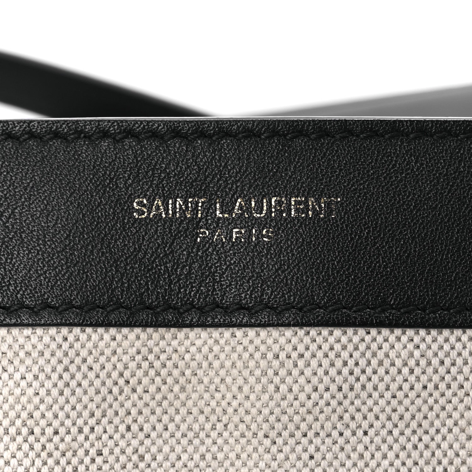 Saint Laurent Canvas Calfskin Tag Hobo White Black 7 of 10