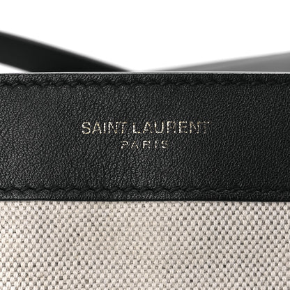 Saint Laurent Canvas Calfskin Tag Hobo White Black 7 of 10