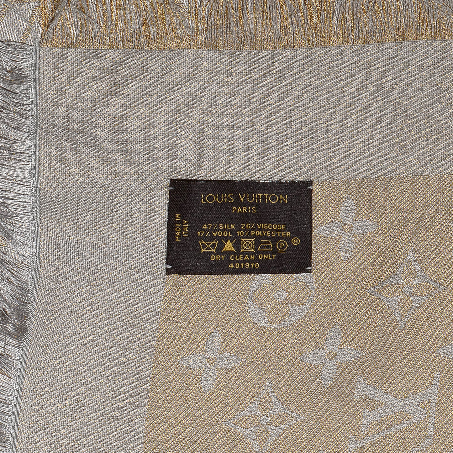 Monogram Silk Wool Shine Shawl Beige