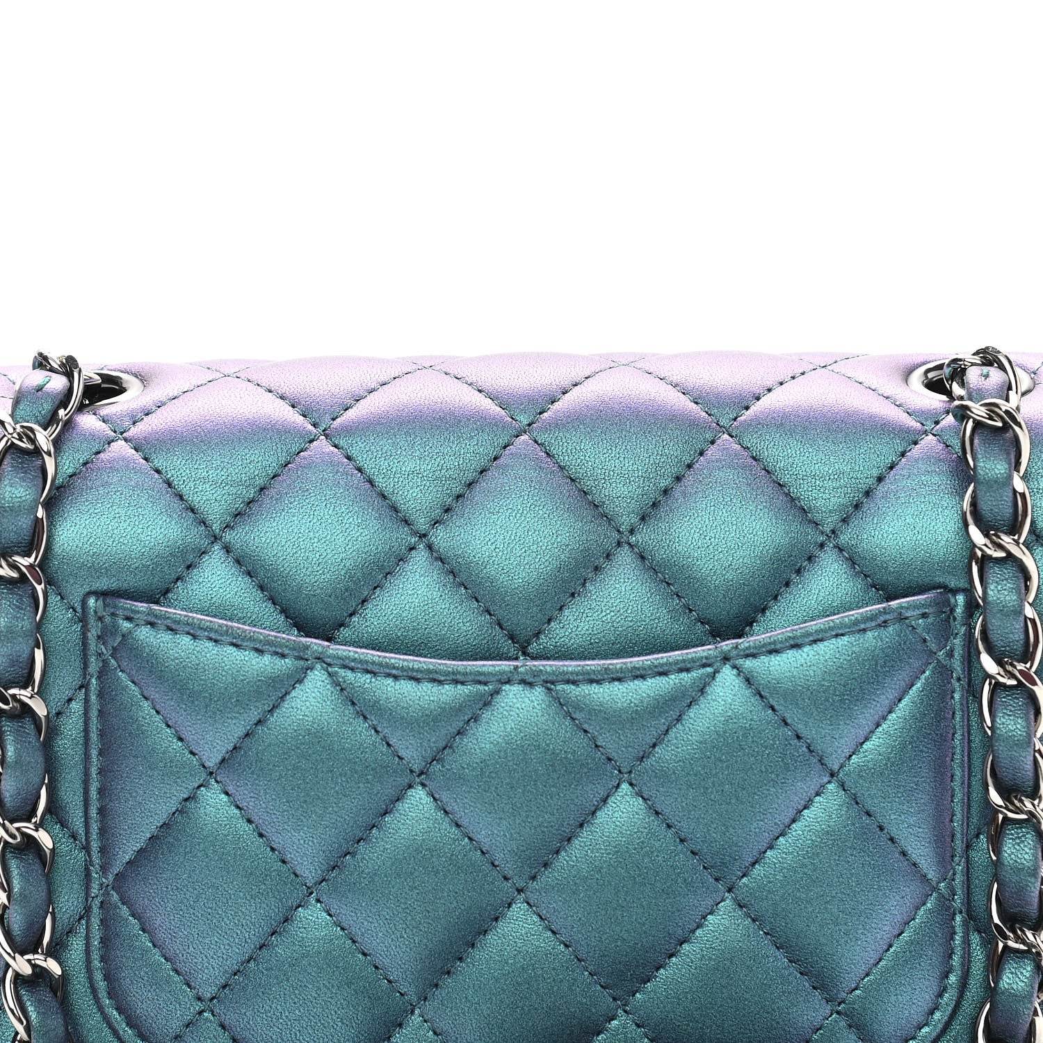 Chanel Iridescent Lambskin Quilted Mini Rectangular Flap Turquoise 12 of 12