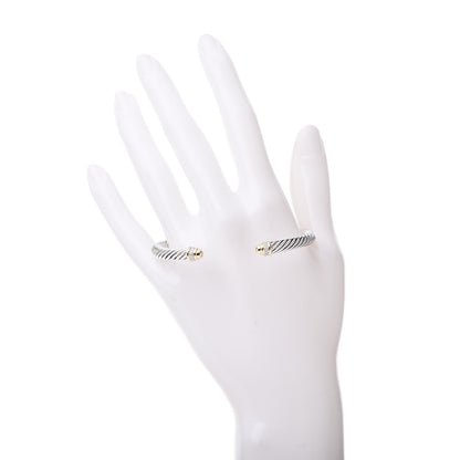 David Yurman Sterling Silver 18K Yellow Gold Diamond 5mm Cable Classics Bracelet 2 of 4
