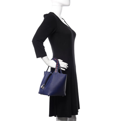 Hermes Epsom Tressage De Cuir Picotin Lock 18 PM Bleu Encre Brique Black 2 of 11