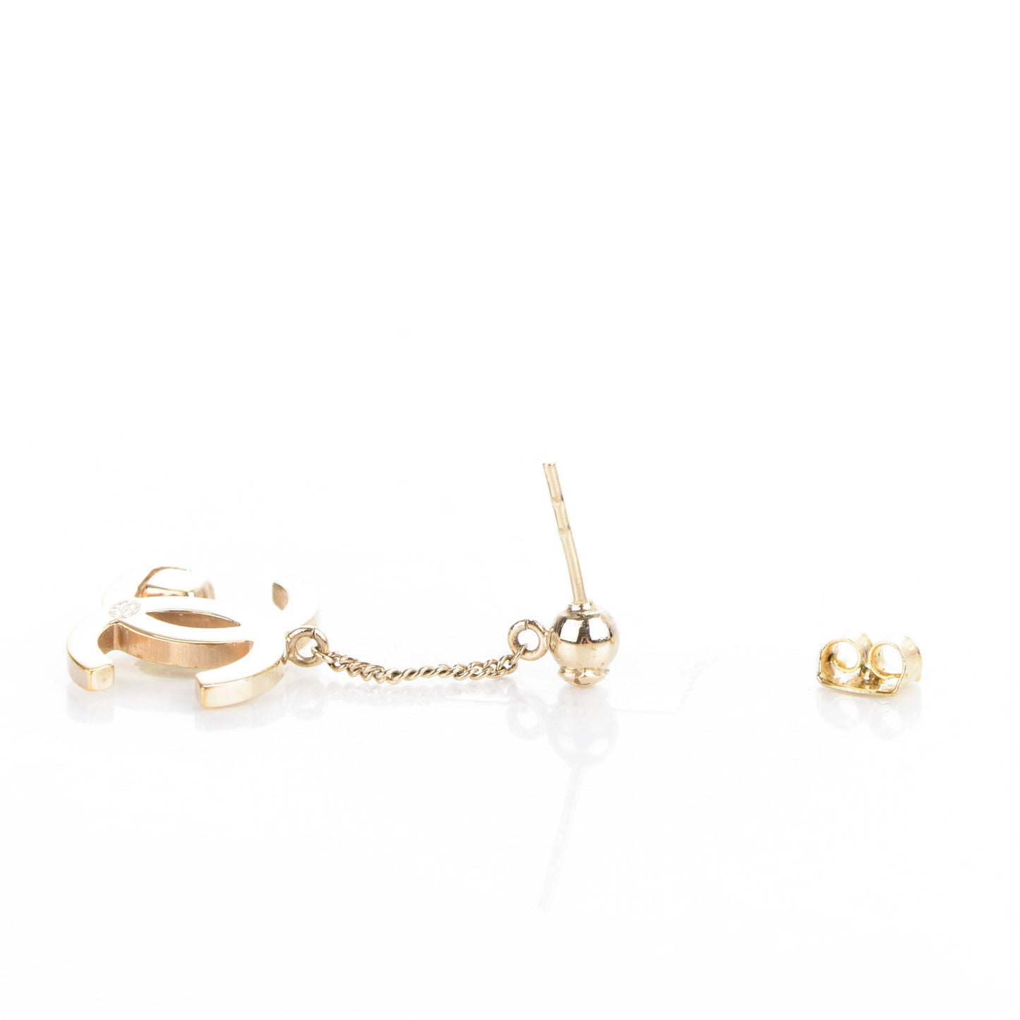 Crystal CC Drop Earrings Light Gold
