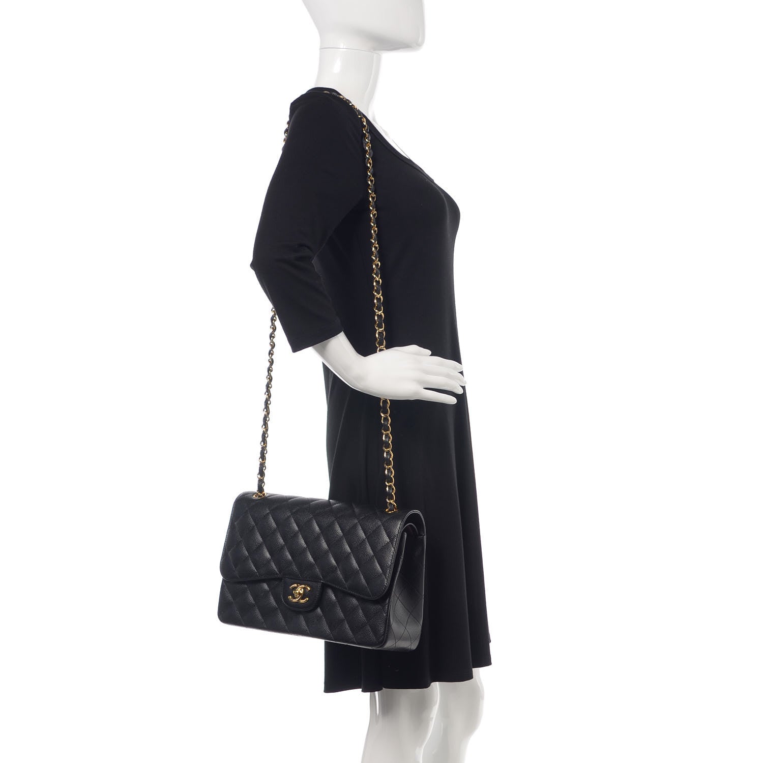 Chanel Caviar Quilted Jumbo Double Flap Black 2 of 11