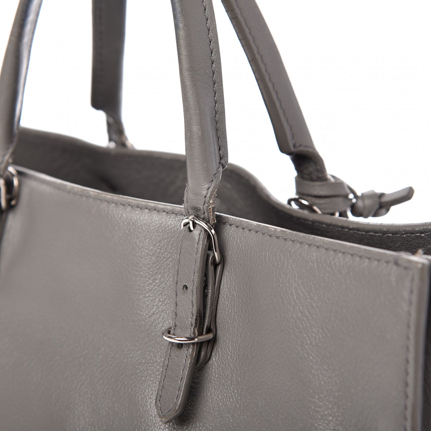 Veau Papier A6 Zip Around Tote Gris Acier