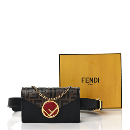 Fendi Vitello Liberty F is Fendi Bi-Color FF 1974 Embossed Envelope Belt Bag Maya Black 11 of 11