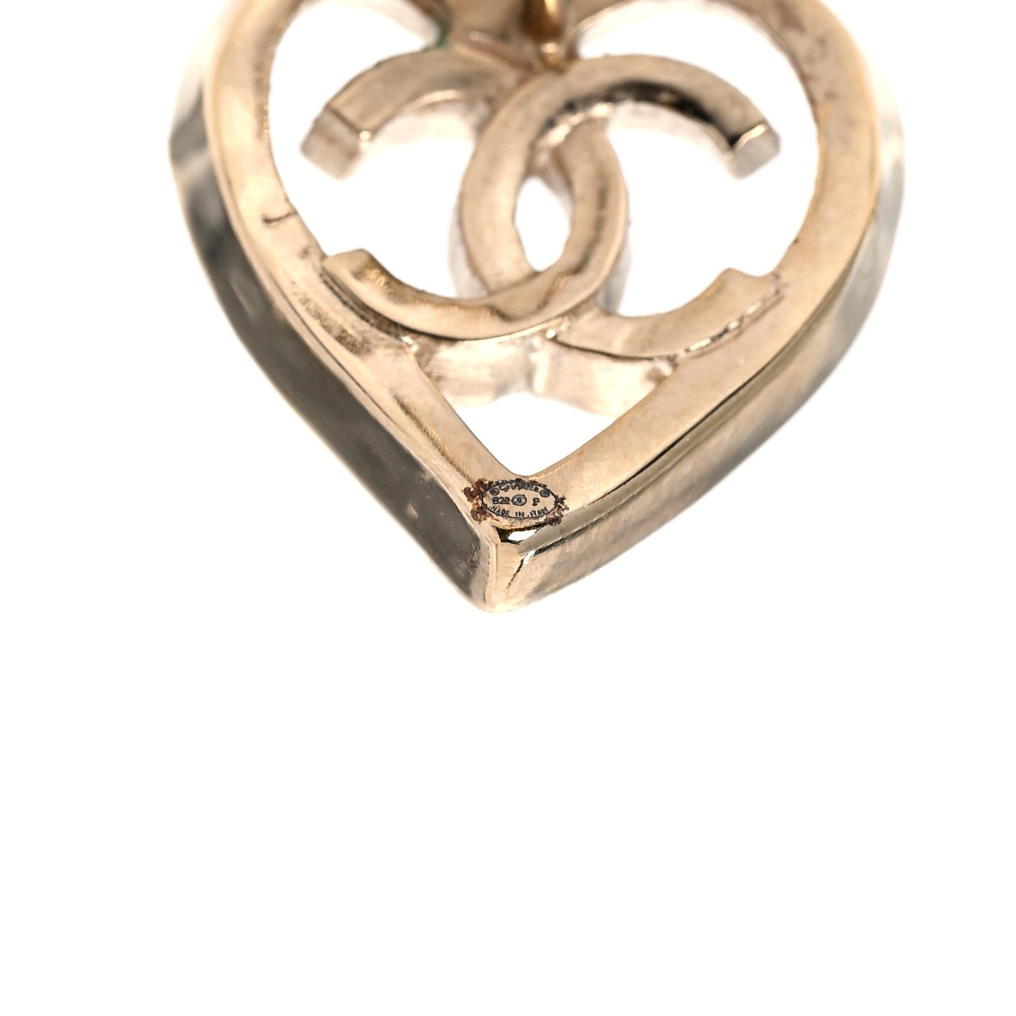 Metal CC Heart Coco In Love Earrings Gold