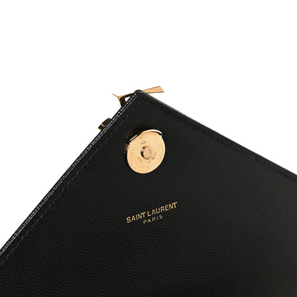 Saint Laurent Grain De Poudre Matelasse Chevron Medium Monogram Satchel Black 11 of 11