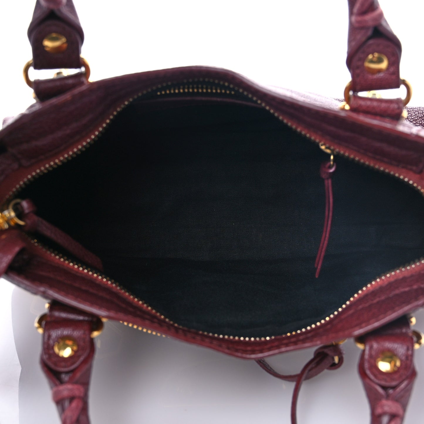 Chevre Gold Metallic Edge Hardware Mini City Bordeaux